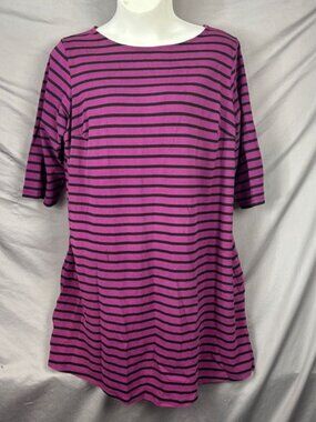 Jessica London Dress Womens 26W Pink Black Striped T Shirt Dress Plus Size